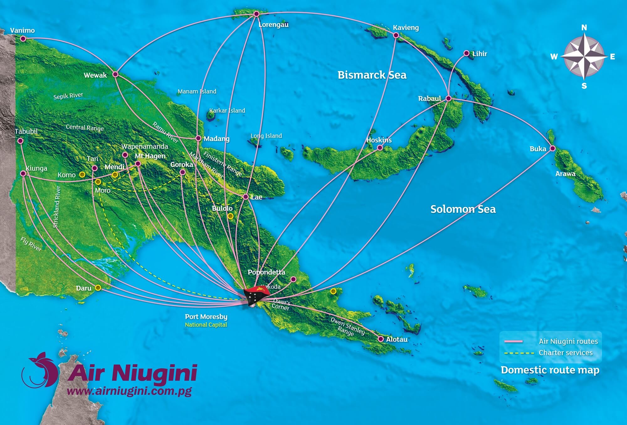 Air Niugini Domestic Routes