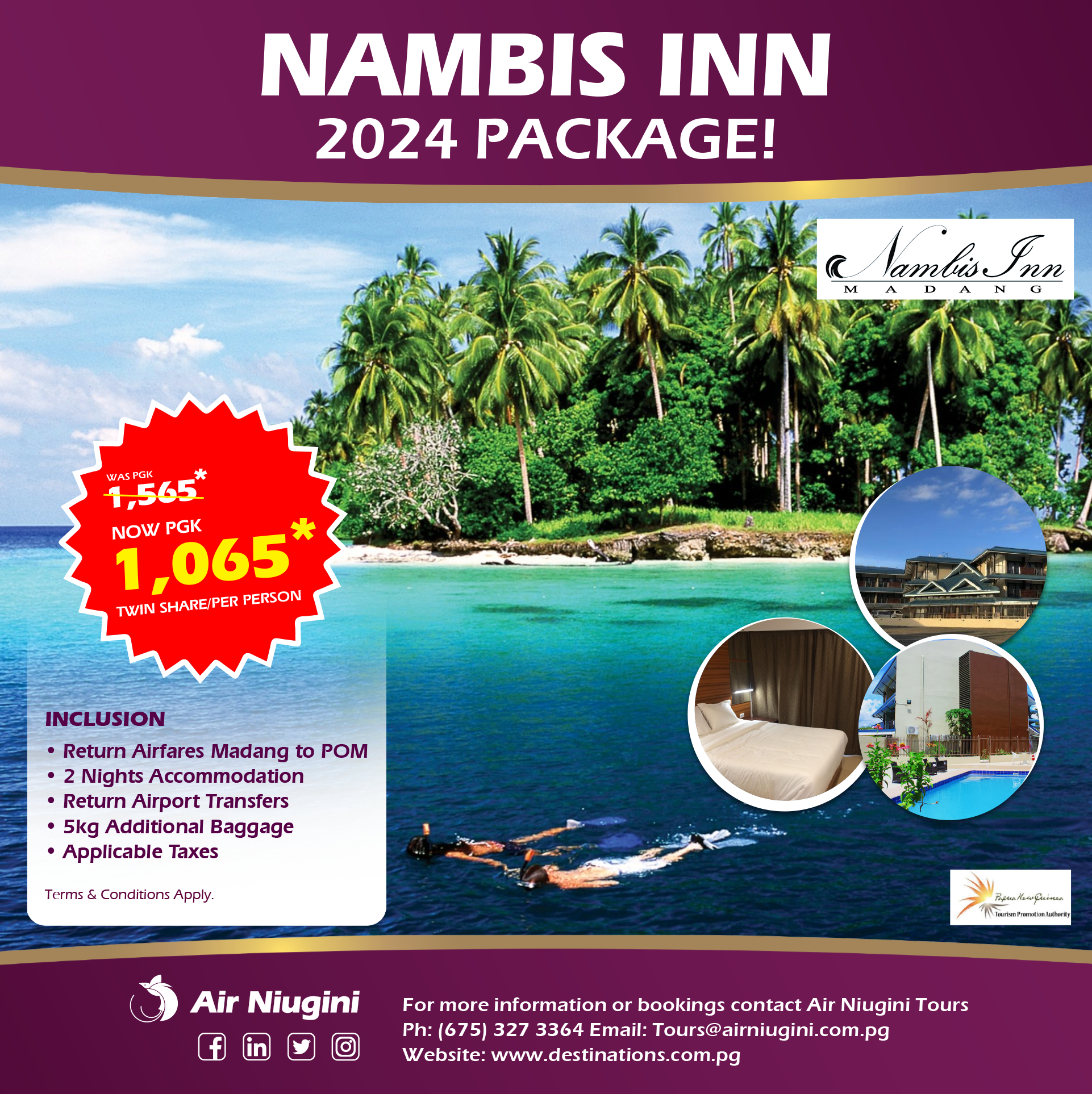 PXT1406 NAMBIS INN PACKAGE FB 1926 x - Air Niugini